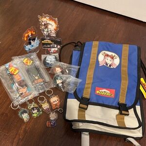 My hero academia bundle figures backpack pins keychains lanyards manga anime